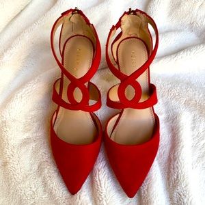 Suede red heels